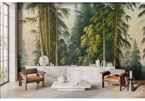 Retro Forest Woodland Wallpaper