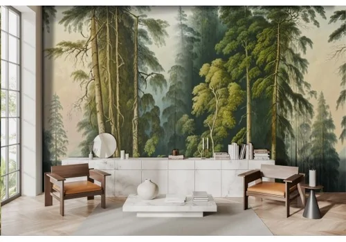 Retro Forest Wallpaper Wood -a9