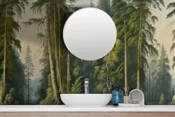 Carta da Parati Adesiva Foresta Retrò Bosco