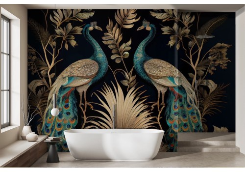 Vintage gold peacock wallpaper