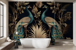 Vintage gold peacock wallpaper