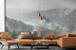 Carta da Parati colline alberi autunno e montagne paesaggio