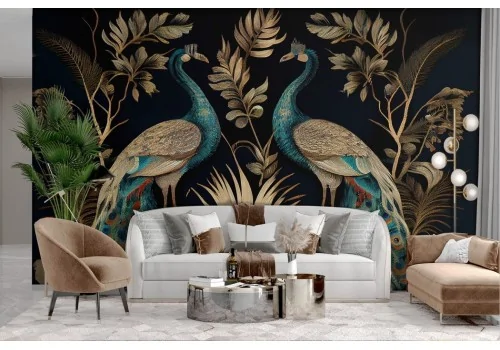 Vintage gold peacock wallpaper 2