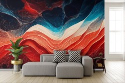 Colorful Abstract Waves Adhesive Wallpaper