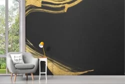 Artistic Gold Abstract Adhesive Wallpaper