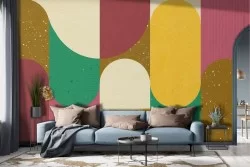 Carta da parati Vintage righe geometriche colorate