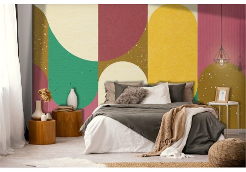 Carta da parati Vintage righe geometriche colorate 2