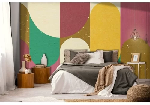 Carta da parati Vintage righe geometriche colorate 2