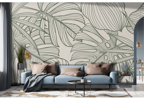 Stylized Tropical Leaves Wallpaper