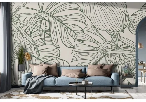 Stylized Tropical Leaves Wallpaper -a23