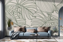 Stylized Tropical Leaves Wallpaper