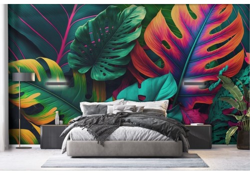 Colorful Tropical Leaves Wallpaper