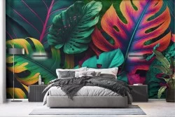 Colorful Tropical Leaves Wallpaper