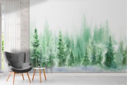 Watercolor forest wallpaper nature illustration