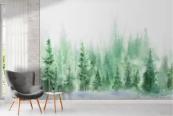 Watercolor forest wallpaper nature illustration
