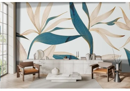 Wallpaper Leaves Stylized Petals -a32