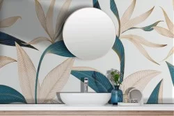 Adhesive Wallpaper Stylized Leaves Petals