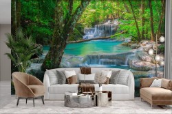 Adhesive Wallpaper River in the Forest