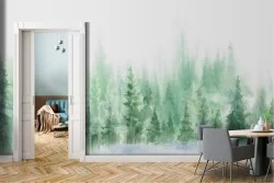 Carta da Parati Dipinti e Acquerelli Foreste e Alberi Natura