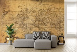 Vintage World Map Adhesive Wallpaper