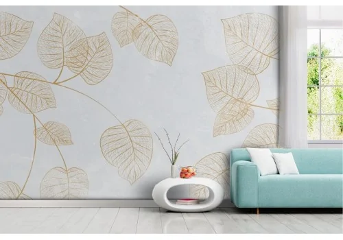 Gold Stylized Leaves Wallpaper -a36