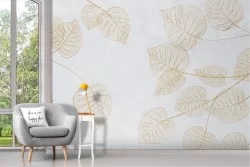 Adhesive Wallpaper Stylized Gold Leaves