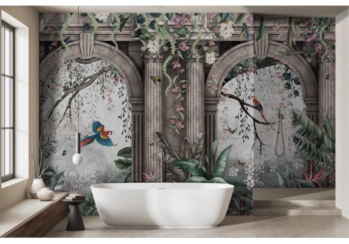 Vintage temple arches wallpaper