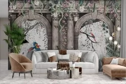 Adhesive Vintage Wallpaper Temple Arches