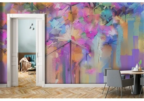 Abstract flowers nature painted wallpaper