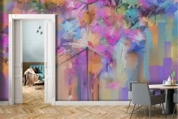 Abstract flowers nature painted wallpaper
