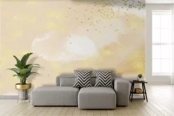 Artistic Adhesive Wallpaper Gold Clouds