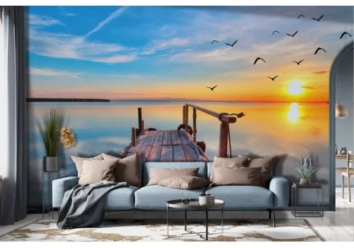 Carta da parati Pontile al Tramonto Mare