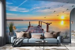 Carta da parati Pontile al Tramonto Mare