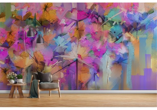 Abstract flowers nature painted wallpaper 2