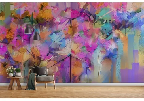 Abstract flowers nature painted wallpaper 2