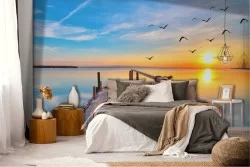 Adhesive Wallpaper Pier at Sea Sunset