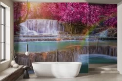 Oriental Zen Waterfalls Wallpaper