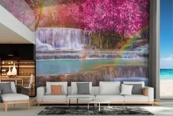 Eastern Zen Waterfall Wallpaper