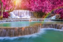 Oriental Zen Waterfalls Wallpaper