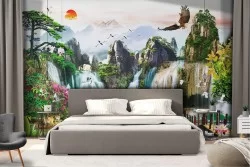 Wallpaper Rivers Waterfalls Lakes Forests and Trees Oriental and Zen