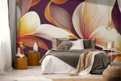 Adhesive Wallpaper with Artistic Painted Flowers