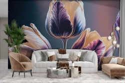 Adhesive Wallpaper Modern Flowers Design