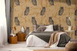 Carta da Parati Design e Stili Flora e Fauna Alberi animali Natura Stilizzata