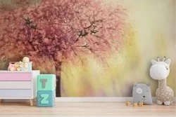 Carta da Parati albero di ciliegio in fiore illustrazione