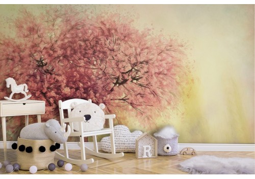 Cherry tree in bloom wallpaper illustration 2