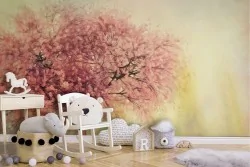 Cherry tree in bloom wallpaper illustration