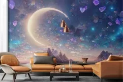 Carta da Parati Adesiva Paesaggio Luna Fantasia