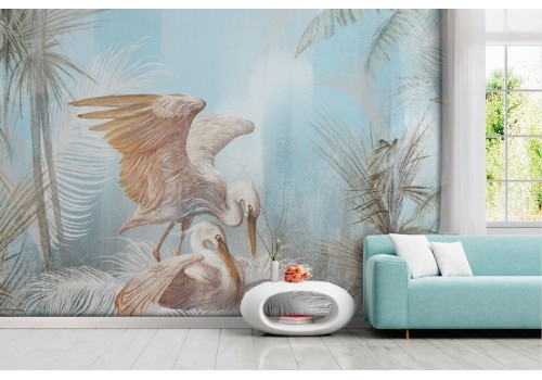 Vintage Stork Paintings Wallpaper
