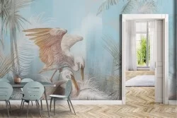 Vintage Stork Wallpaper