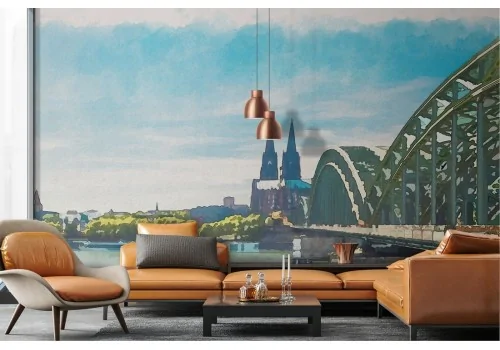 Sydney city wallpaper painted river 2